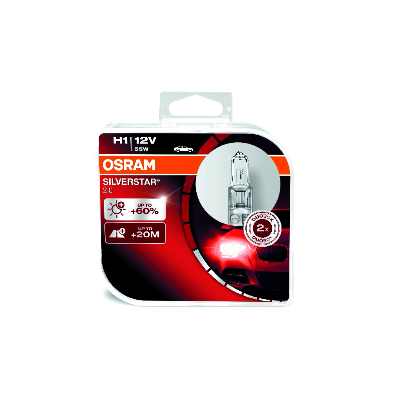 Лампа галогенна +60% Silverstar 55W H7 OSRAM 2шт