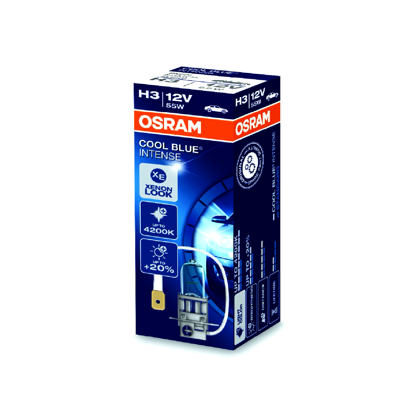 Лампа галогенна +20% XENON Cool Blue Intense 55W H3 OSRAM